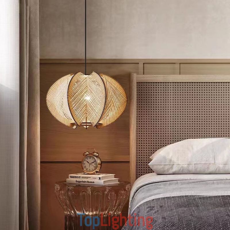 Nordic Pendant Light Retro Wabi Sabi Style Handmade Solid Wood Ceiling Light