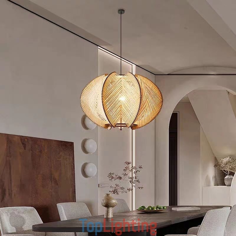 Nordic Pendant Light Retro Wabi Sabi Style Handmade Solid Wood Ceiling Light