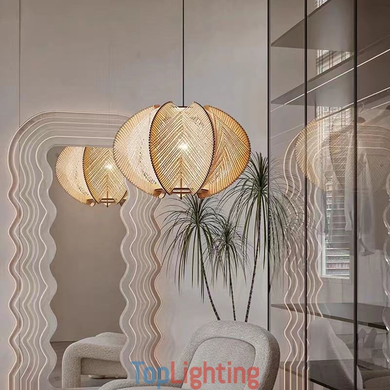 Nordic Pendant Light Retro Wabi Sabi Style Handmade Solid Wood Ceiling Light