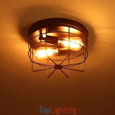 Industrial Metal Cage Ceiling Light Rustic Flush Mount Lamp Fixture Industrial Metal Cage Ceiling Light Rustic Flush Mount Lamp Fixture