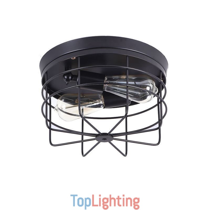 Industrial Metal Cage Ceiling Light Rustic Flush Mount Lamp Fixture