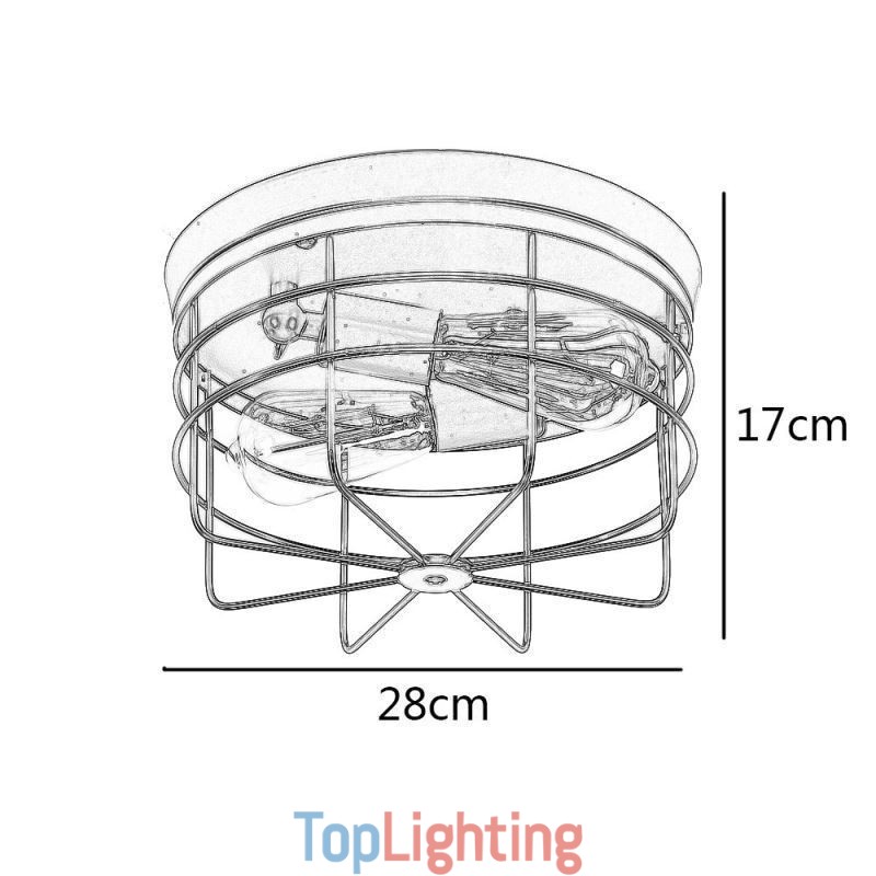 Industrial Metal Cage Ceiling Light Rustic Flush Mount Lamp Fixture