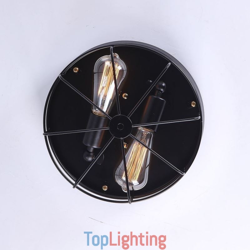 Industrial Metal Cage Ceiling Light Rustic Flush Mount Lamp Fixture