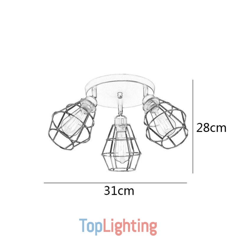 Industrial Flush Mount Ceiling Light Fixture 3 Light Metal Cage Ceiling Lamp
