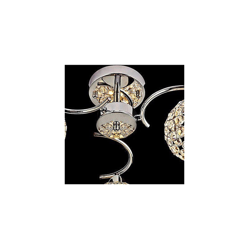Modern Contemporary Crystal Electroplated Metal Pendant Light Flush Mount