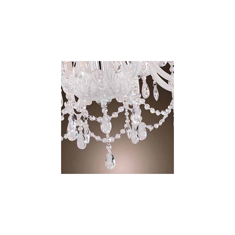 Chandelier White Crystal Modern Living 8 Lights