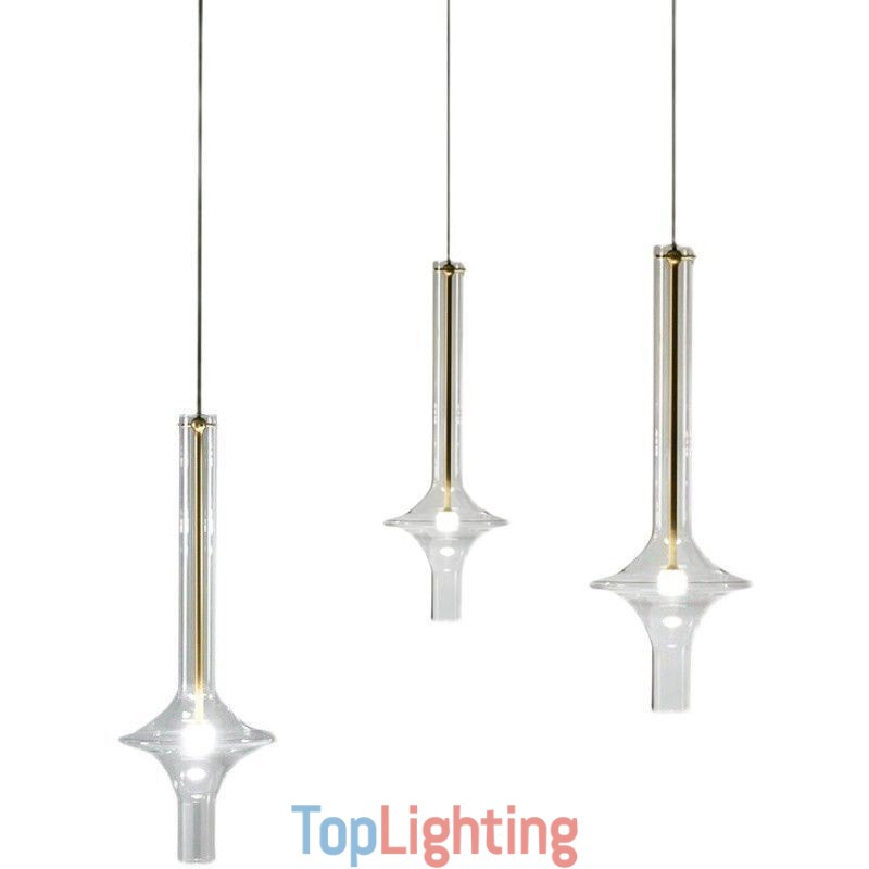 Glass Tube Pendant Light Modern Minimalist Wrought Iron Ceiling Light
