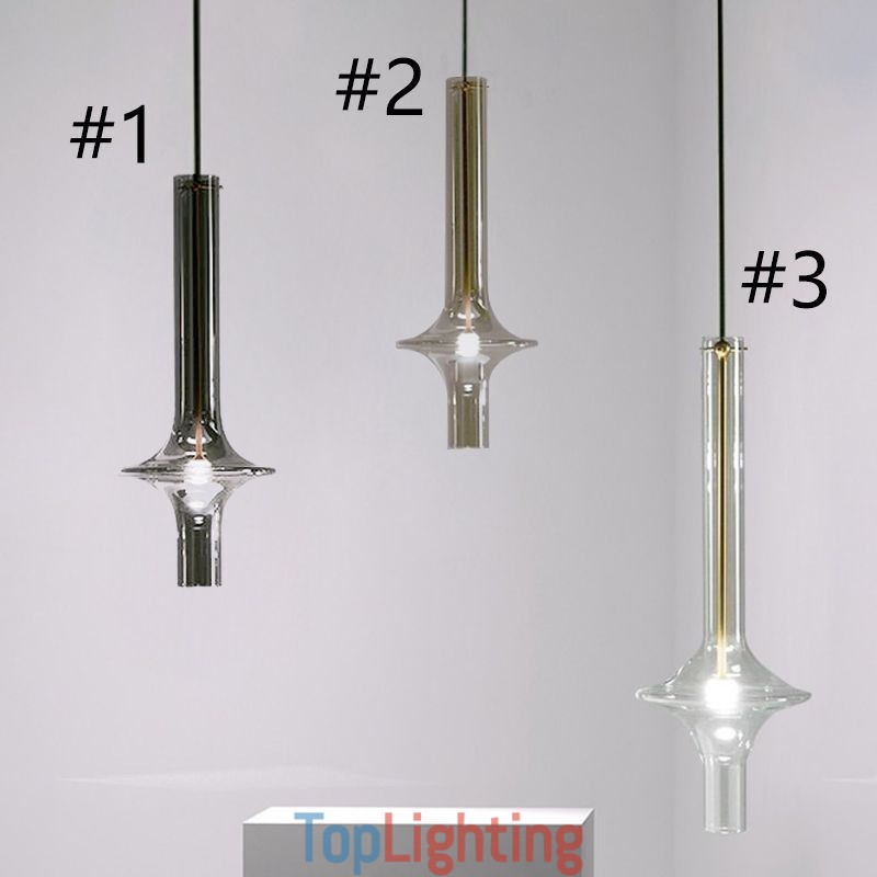 Glass Tube Pendant Light Modern Minimalist Wrought Iron Ceiling Light