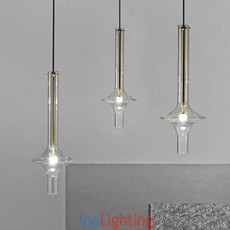 Glass Tube Pendant Light Modern Minimalist Wrought Iron Ceiling Light
