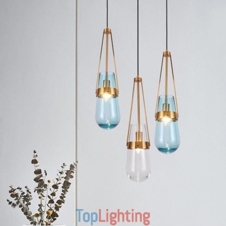 Water Drop Glass Pendant Light Modern Minimalist Wrought Iron Small Ceiling Light