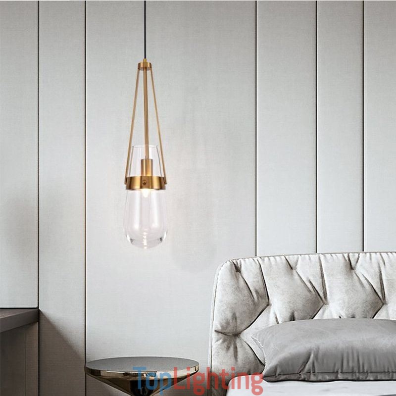 Water Drop Glass Pendant Light Modern Minimalist Wrought Iron Small Ceiling Light