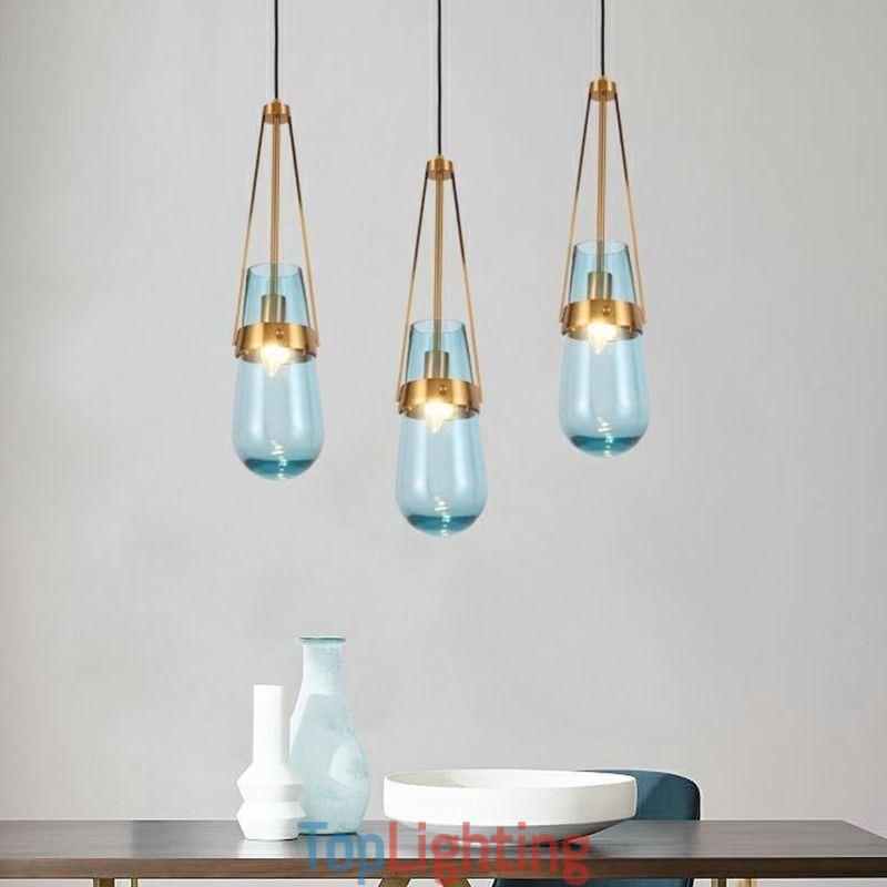 Water Drop Glass Pendant Light Modern Minimalist Wrought Iron Small Ceiling Light