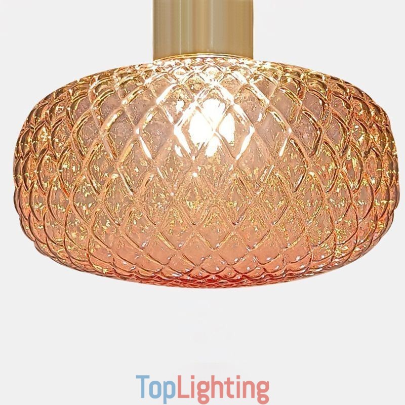 Grid Glass Pendant Light Modern Iron Simple Ceiling Light