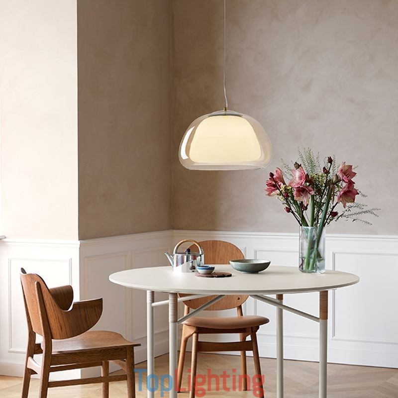 Pendant Light Modern Simple Clear Glass Pudding Ceiling Light