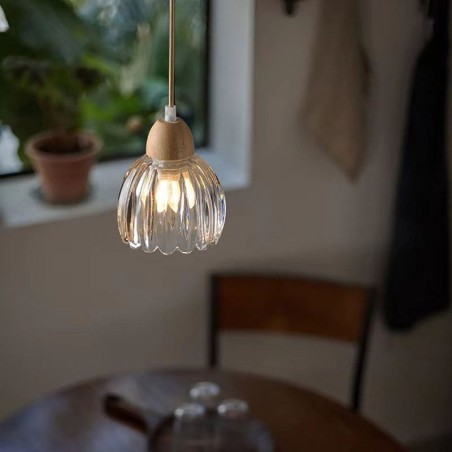 Glass Pendant Light Retro Pastoral Style Island Ceiling Light Rubber Wood Decorative Lamp Glass Pendant Light Retro Pastoral Style Island Ceiling Light Rubber Wood Decorative Lamp