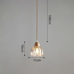 Glass Pendant Light Retro Pastoral Style Island Ceiling Light Rubber Wood Decorative Lamp