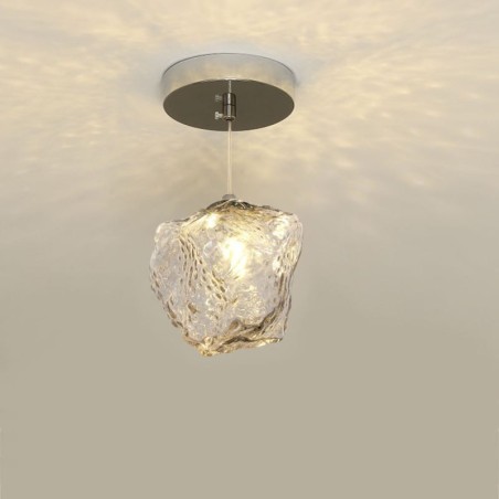 Glass Pendant Light Retro Decorative Lamp Ice Cube Shaped Lampshade Glass Pendant Light Retro Decorative Lamp Ice Cube Shaped Lampshade