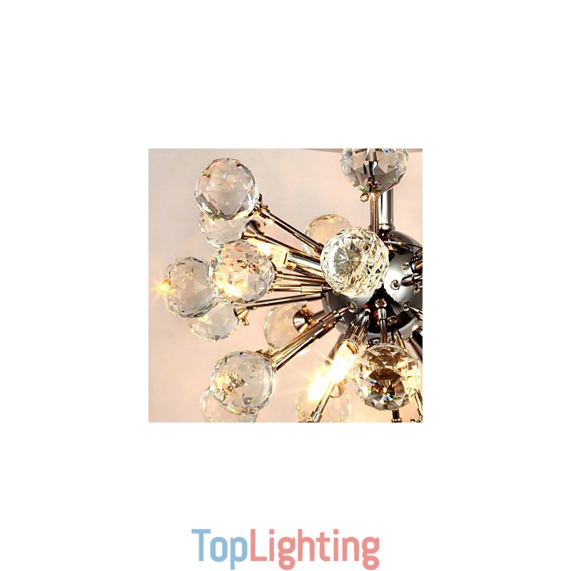 Modern Contemporary Crystal Mini Style Chrome Metal Chandelier Flush Mount