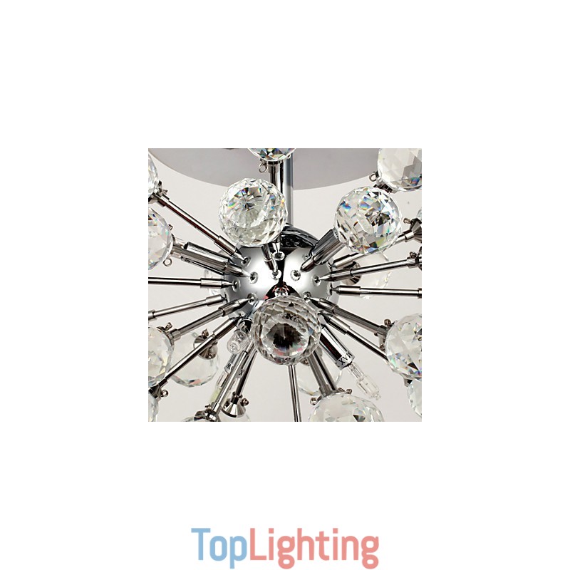 Modern Contemporary Crystal Mini Style Chrome Metal Chandelier Flush Mount