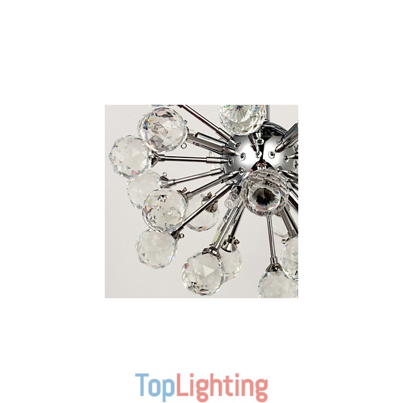 Modern Contemporary Crystal Mini Style Chrome Metal Chandelier Flush Mount