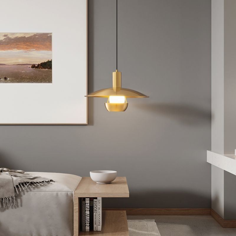 Brushed Gold Pendant Light Single Head Hanging Lamp