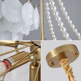 European Glass Pendant Light Post Modern Scallop Hanging Light