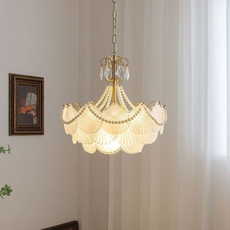 European Glass Pendant Light Elegant Scallop Hanging Light European Glass Pendant Light Elegant Scallop Hanging Light