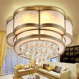 Traditional Classic Rustic Lodge Crystal Brass Metal Flush Mount