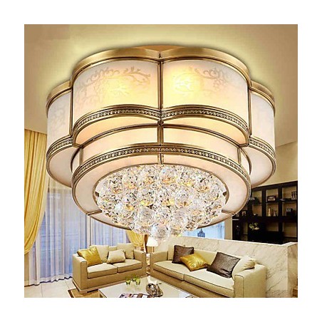 Traditional Classic Rustic Lodge Crystal Brass Metal Flush Mount Traditional Classic Rustic Lodge Crystal Brass Metal Flush Mount