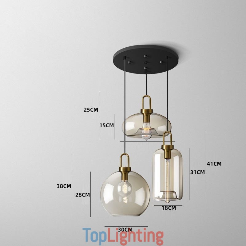 3 Light Pendant Light With Glass Shade Island