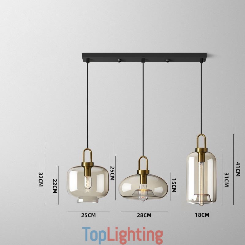 3 Light Pendant Light With Glass Shade Island