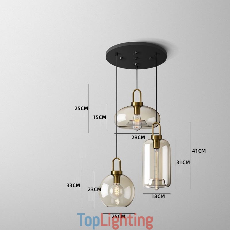 3 Light Pendant Light With Glass Shade Island