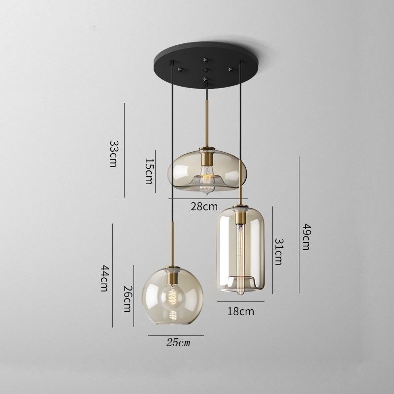 3 Light Glass Pendant Light Classic Cluster Hanging Lighting Fixture Café