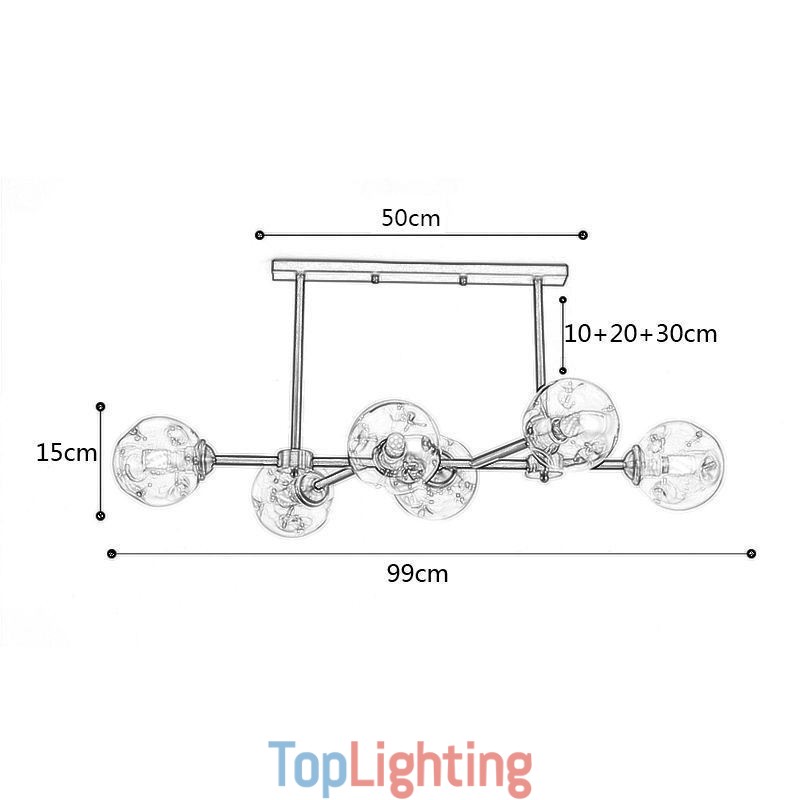 6 Light Modern Glass Ceiling Light Magic Bean Light Fixture