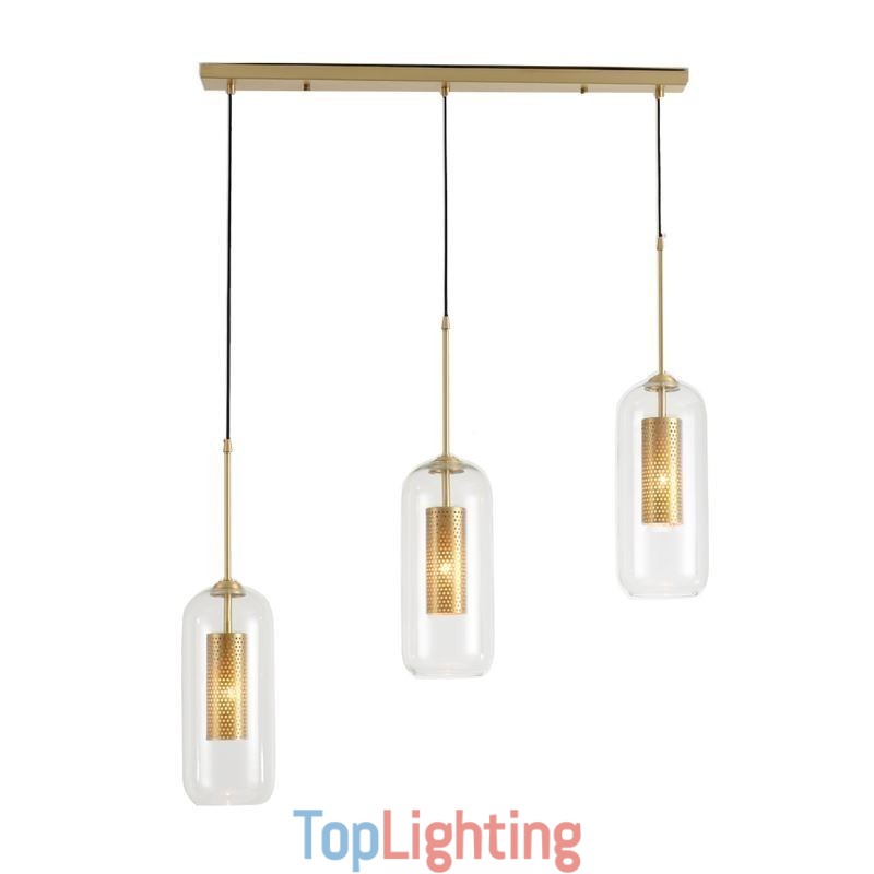 Nordic Clear Glass Pendant Light Unique Inner Brass Hollow out Pendant Light