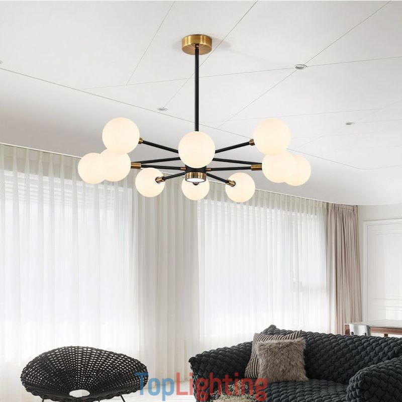 Nordic Glass Pendant Light Milky White Round Lamp Chandelier Lighting