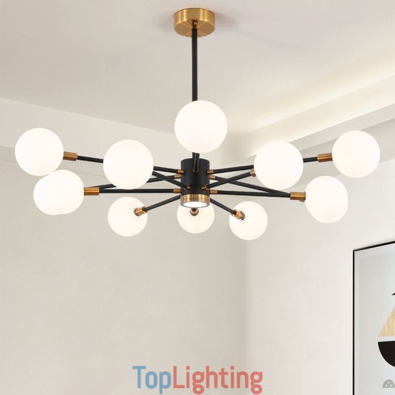 Nordic Glass Pendant Light Milky White Round Lamp Chandelier Lighting