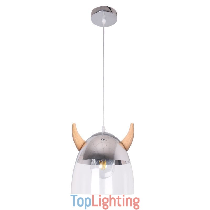 Classical Glass Pendant Light Wood Horn Lamp Creative Lighting