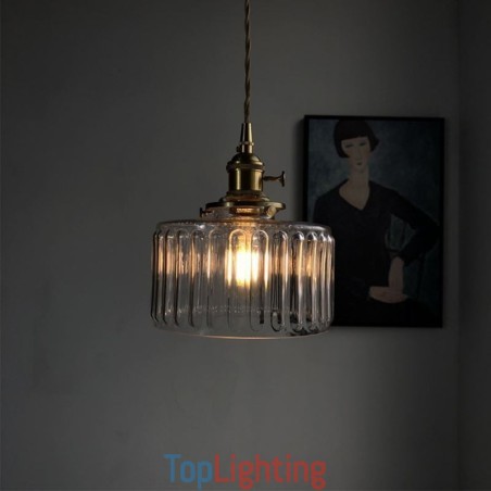 Jelly Jar Clear Ribbed Glass Pendant Light With Twist Switch Jelly Jar Clear Ribbed Glass Pendant Light With Twist Switch