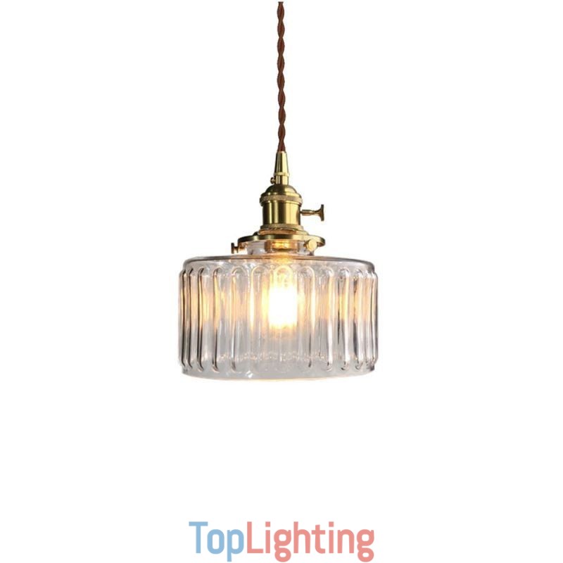 Jelly Jar Clear Ribbed Glass Pendant Light With Twist Switch