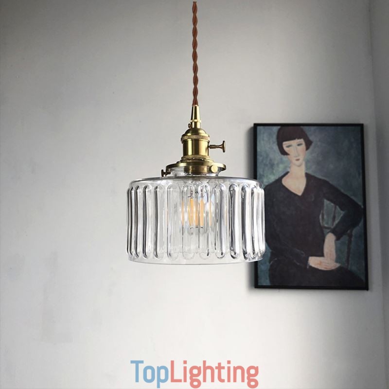 Jelly Jar Clear Ribbed Glass Pendant Light With Twist Switch