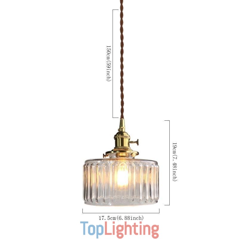 Jelly Jar Clear Ribbed Glass Pendant Light With Twist Switch