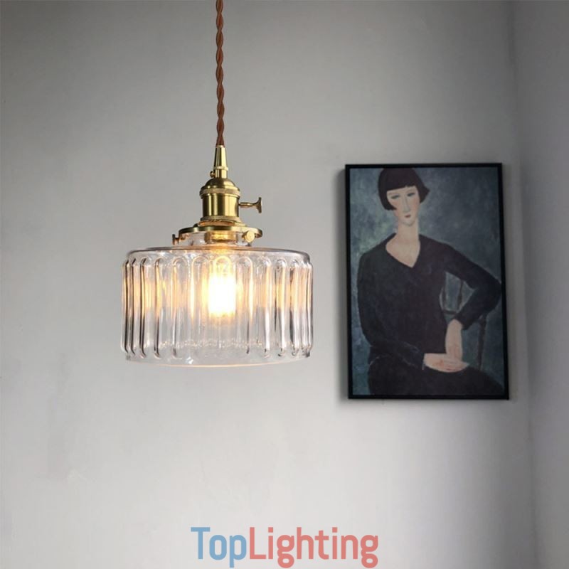 Jelly Jar Clear Ribbed Glass Pendant Light With Twist Switch