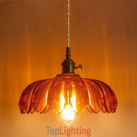 Modern Retro Glass Pendant Lighting Flower Shade Lamp With Twist Switch Light Modern Retro Glass Pendant Lighting Flower Shade Lamp With Twist Switch Light