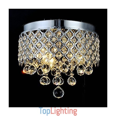 Traditional Classic Crystal Chrome Metal Flush Mount Traditional Classic Crystal Chrome Metal Flush Mount
