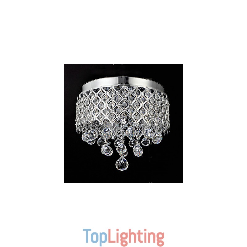 Traditional Classic Crystal Chrome Metal Flush Mount