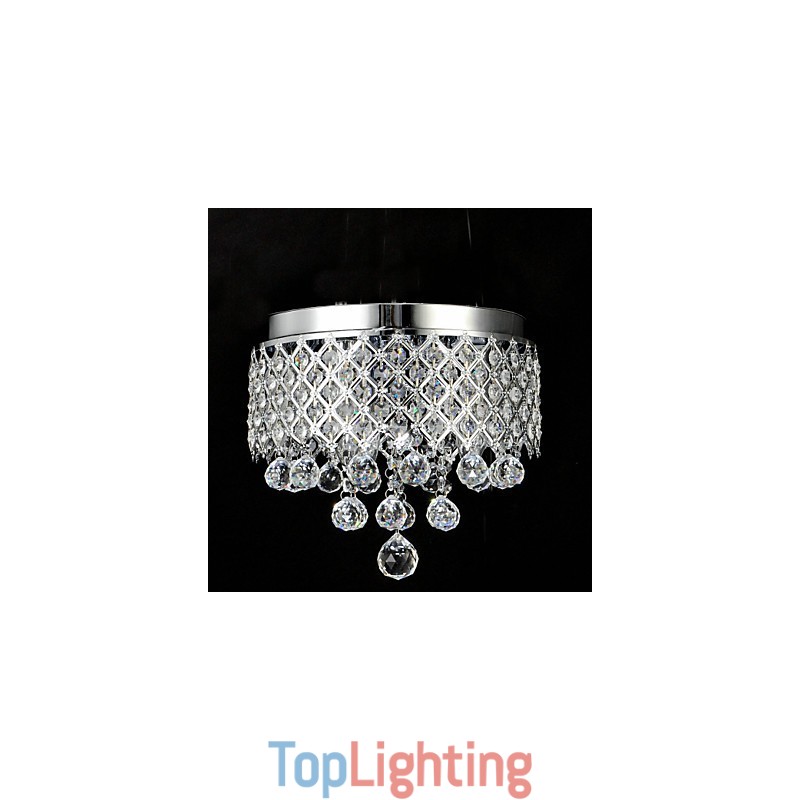 Traditional Classic Crystal Chrome Metal Flush Mount