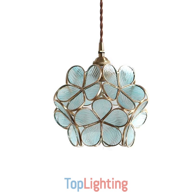 Nordic Creative Pendant Light Glass Home Lighting Petal Shape Lamp Bedside Lamp