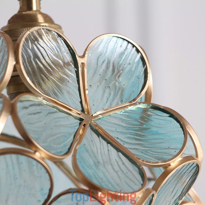 Nordic Creative Pendant Light Glass Home Lighting Petal Shape Lamp Bedside Lamp