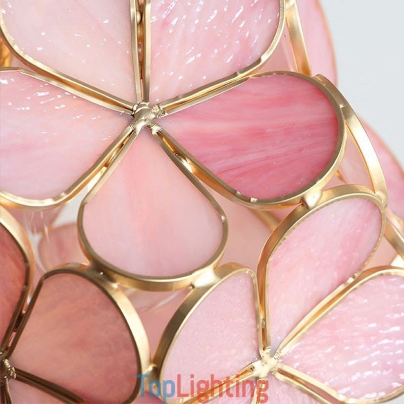 Nordic Creative Pendant Light Glass Home Lighting Petal Shape Lamp Bedside Lamp